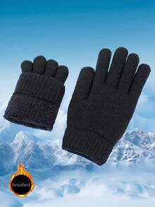 Hai đôi-Một đôi. Găng tay mùa đông hai lớp cho nữ. Găng tay mùa đông dày cho nam và nữ. Màu đen cổ điển. Thích hợp cho cuộc sống hàng ngày, đi chơi, giữ ấm, quà tặng ngày lễ, quà tặng năm mới - màu đen - Xem 3