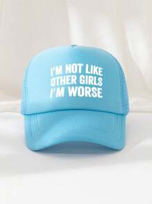 1pc Unisex Printed Decor Funny Sponge Mesh Trucker Hat, Baseball Cap, Sun Hat, Dad Hat, Suitable For Daily Use, Outing, Travel, Hiking, Beach, Vacation