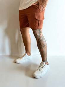 Bermuda Linen Cargo Mauricinho With Drawstring Linen Shorts - 鏽棕色 - 查看 4