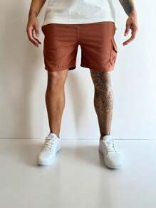 Bermuda Linen Cargo Mauricinho With Drawstring Linen Shorts - 鏽棕色 - 查看 2