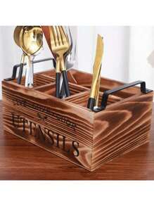 1 giỏ đựng dao kéo bằng gỗ 3 ngăn, 1 hộp đựng dao kéo treo tường, với thiết kế "Yêu nấu ăn và ăn uống", phù hợp cho nhà bếp và phòng ăn, hộp đựng đồ nhà bếp và hộp đựng đồ, hộp đựng chìa khóa điều khiển từ xa CD cho nhà bếp, phù hợp để sắp xếp bàn làm việc văn phòng - Nhiều màu - Xem 3