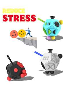 1 件减压玩具，减压立方体，抗焦虑和缓解压力的工具，创意玩具，生日礼物，独特的小礼物，注意力缺陷多动障碍工具玩具，抠皮减压玩具，减轻注意力缺陷多动障碍 (ADD) 患者的焦虑压力 - 彩色 - 查看 1