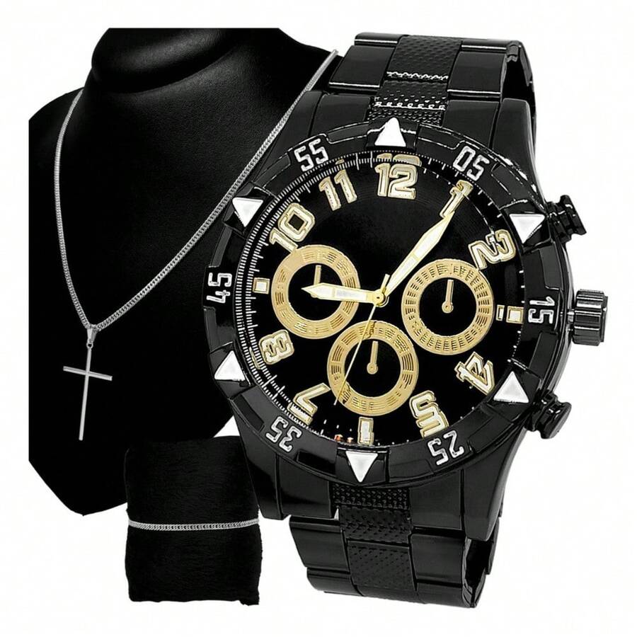 Waterproof Watch Original Metal Chain Bracelet 18k - Black - View 1