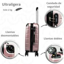 Maleta De 10 Kg Ligera Doble Llanta Esquinero Candado 20 Pulgadas - Rosa Oxidada - Ver 4