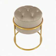 Tufted Ring Pouf With Luxury Velvet Fabric - 米色 - 查看 1