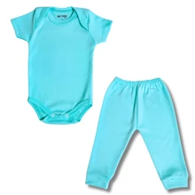 Pagan Baby 6 Piece Kit Suedine Short 3 Bodysuit 3 Pants Promotion - 藍色 - 查看 2