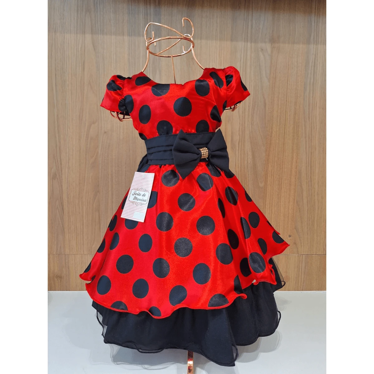 Luxury Red Princess Party Dress With Black Polka Dots - 紅色 - 查看 1