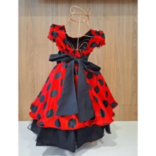 Luxury Red Princess Party Dress With Black Polka Dots - 紅色 - 查看 4