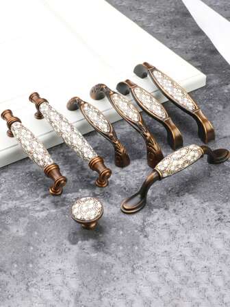 1 件轻奢大气陶瓷家具把手玫瑰金把手厨柜户外家具花朵复古把手