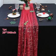 1-2 pezzi Runner da tavola in voile trasparente dorato da 28x120/197 cm, runner da tavolo glitterato da matrimonio, runner da tavolo decorativo in stile bohémien per compleanni, feste, matrimoni, addii al nubilato, vacanze, Natale e Capodanno (disponibile in vari colori)