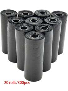 150/300pcs Black Color Dog Portable Poop Bags Easy To Clean Up (15 Bags/Roll) Thick, Durable, Odor Outdoor Waste Bags Of Dogs/Cats Pet