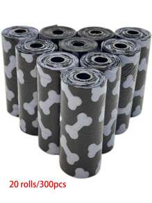 150/300pcs Black Color Dog Portable Poop Bags Easy To Clean Up (15 Bags/Roll) Thick, Durable, Odor Outdoor Waste Bags Of Dogs/Cats Pet