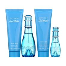 Davidoff Cool Water Women 4-Piece EDT Gift Set – 1.7 Oz Eau De Toilette Spray, 2.5 Oz Body Lotion & Shower Gel, 0.5 Oz Mini EDT – Fresh Aquatic Fruity Floral Perfume For Women Summer Fragrance - 花卉印花 - 查看 2