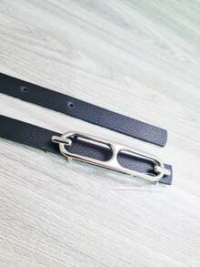 THIN WOMEN'S BELT 1 CM WIDTH SILVER BUCKLE BOW - 黑色 - 查看 2