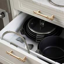 2pcs/4pcs Brushed Brass Cabinet Knobs, Golden Zinc Alloy Metal Handles For Kitchen Cupboards & Vanity Drawers, Durably Crafted For Home Renovation - Cabinet Hardware Pulls