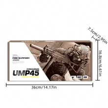 New UMP45 Electric Rubber Bullet Toy Gun, One Click Firing, Outdoor Battle Game Prop, Rechargeable (Excluding Bullets) - Multicolor - View 11