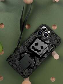 1 件黑色 TPU 纸板头人图案防震手机壳和 1 件黑色地雷扣腕带，适用于 /Android///OPPO 手机 - 彩色 - 查看 5