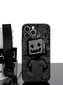 1 件黑色 TPU 纸板头人图案防震手机壳和 1 件黑色地雷扣腕带，适用于 /Android///OPPO 手机 - 彩色 - 查看 2