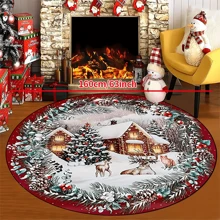1pc 'Reindeers And Cat In The Snow, Christmas' Non-Slip Resistant Round Rug, Machine Washable, Carpet For Entryway Living Room Bedroom, Outdoor Patio Garden Yard Decor Rug, Home Decor, Room Decor, Area Rug, Tapestry - Multicolor - View 13