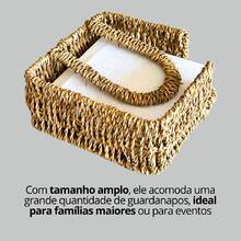 Kit 2 porta guardanapos cozinha bancada mesa bar restaurante servir refeições decorar organizador rústico fibra natural palha trançada rattan decoração festa