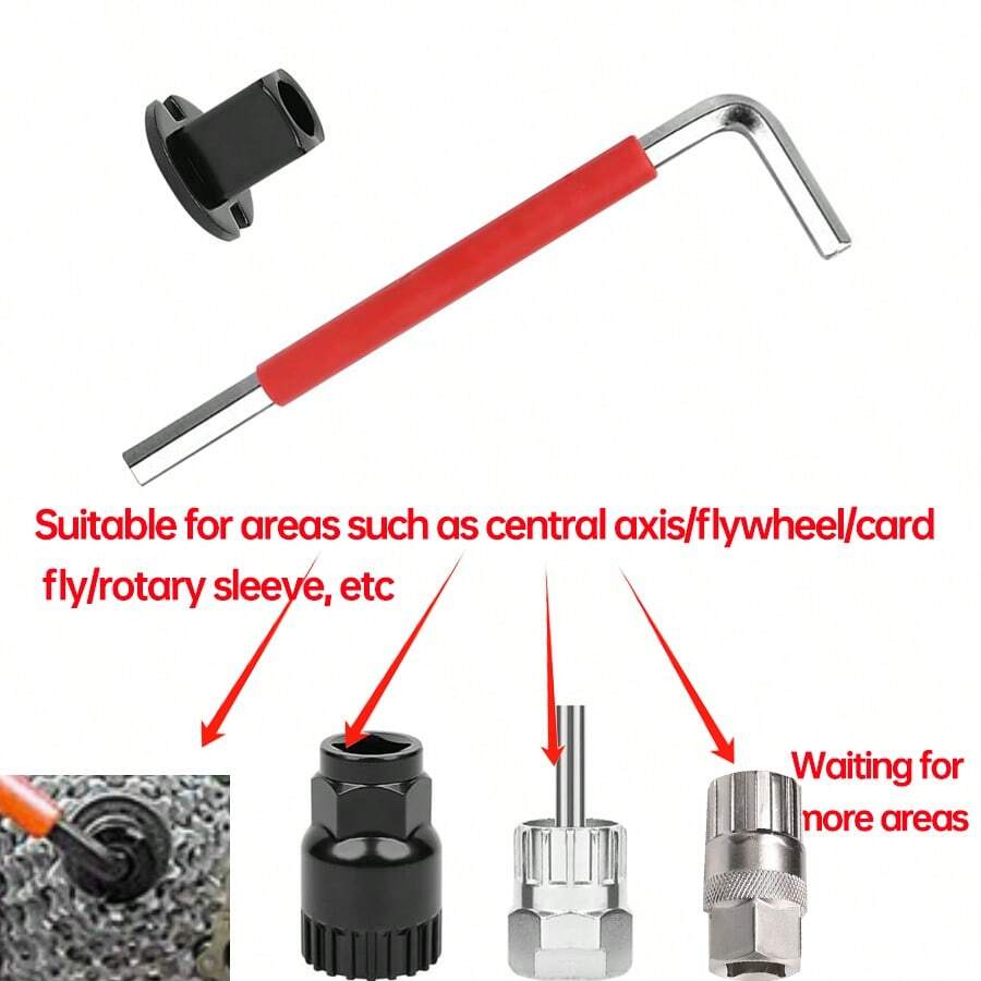 3pcs 8mm Hex Wrench + Adapter + Bottom Bracket Socket/Cassette Lockring Socket/Freewheel Socket, Bicycle Hex Disassembly Repair Tools For Mountain Bike Bottom Bracket, Cassette, Freewheel - Multicolor - View 1