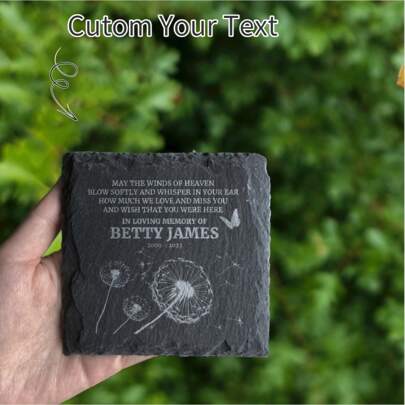 1pc Personalized Memorial Stone - Customizable Square Plaque For Home Decor, Art & Craft Supplies - Unique Remembrance Gift, Memorial Engrave, Grave Stone, And Custom Name Keepsake