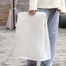 1 件现代米色亚麻洗衣篮带手柄，可折叠布篮适用于卧室和浴室存储，适合各种房间类型 - 白色 - 查看 6