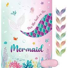 1 套 把尾巴别在美人鱼游戏上 美人鱼派对游戏 24 件可重复使用的尾巴贴纸派对 - 彩色 - 查看 1