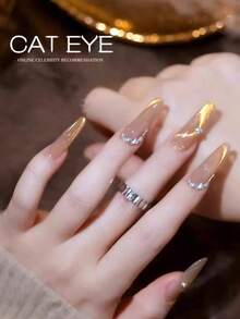LYTTOA 15ml/1 件磁性猫眼指甲油，金色闪光磁性指甲油，适合 DIY 家庭美甲和礼物，适合女性 - 彩色 - 查看 3