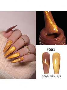 LYTTOA 15ml/1 件磁性猫眼指甲油，金色闪光磁性指甲油，适合 DIY 家庭美甲和礼物，适合女性 - 彩色 - 查看 5