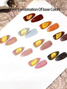 LYTTOA 15ml/1 件磁性猫眼指甲油，金色闪光磁性指甲油，适合 DIY 家庭美甲和礼物，适合女性 - 彩色 - 查看 7