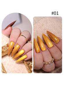 LYTTOA 15ml/1 件磁性猫眼指甲油，金色闪光磁性指甲油，适合 DIY 家庭美甲和礼物，适合女性 - 彩色 - 查看 4