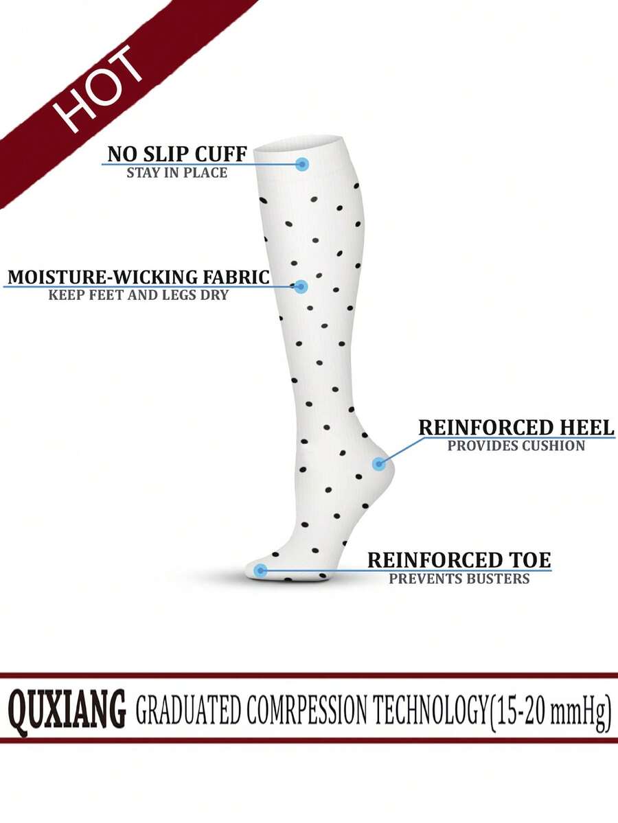 6 Pairs Copper Compression Socks For Women & Men Circulation Best For