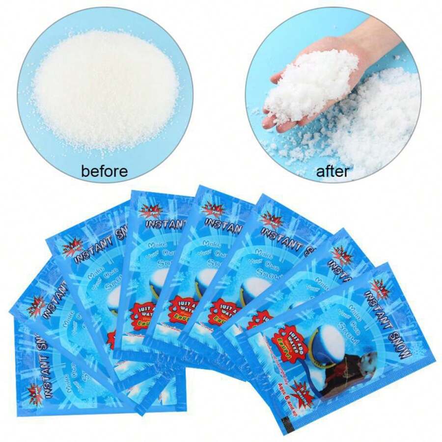 1pc/4pcs Bagged Artificial Snow Powder, Water-Activated Expanding Fake Snow, Snowflake Christmas Snow Powder, Realistic Artificial Snow Powder, 50g/100g/300g Dry Snowflakes, Reusable, Suitable For Multiple Scenes, Photography, Party, Random Packaging Color, Dry Snowflakes For Gift Box Filler