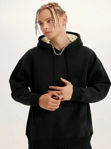 Winter Men's Sports Solid Color Men's Hoodie Kangaroo Bag Hoodie Long Sleeve Warm Hoodie With Velvet Snow Pants Warm Sports Solid Color Pants Winter Warm Suit, Baseball Basketball Riding Rock Climbing Outdoor Classic Thick Hoodie Suit - Black - View 5