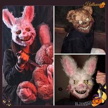1 件万圣节恐怖兔子服装配饰面具、派对街头装、毛茸茸的白兔面具道具，适合拍照 - 多色 - 查看 9