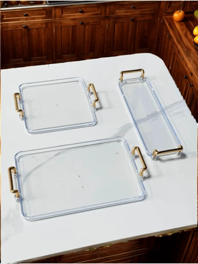 1 件现代奢华双手柄设计托盘，多用途，适用于婚礼、甜点、户外