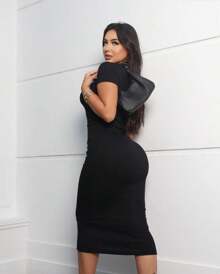 Stylish Women's Midi Dress Fits Super Well - màu đen - Xem 3