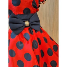 Luxury Red Princess Party Dress With Black Polka Dots - 紅色 - 查看 3