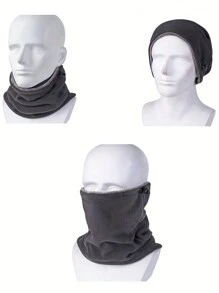 1 Packung Unisex Nackenwärmer - Sportlicher Stil, Polyester thermisch gefüttert, warm, verstellbar mit Zugband, einfarbig, gestrickt, multifunktional, geeignet für Outdoor-Aktivitäten