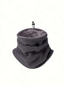 1 Packung Unisex Nackenwärmer - Sportlicher Stil, Polyester thermisch gefüttert, warm, verstellbar mit Zugband, einfarbig, gestrickt, multifunktional, geeignet für Outdoor-Aktivitäten