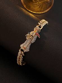 Mexican Jewelry Guadalupe Bracelet Religious Gold Plated With Stones Guadalupe Bracelet ,Guadalupe Thaddeus Bangle,18k Gold Plated Virgin Mary Thaddeus Bracelet - Gold - View 10