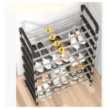 5 Layers Shoe Rack For Shoe Cabinet Freestanding Adjustable Steel Tube Material - màu đen - Xem 4