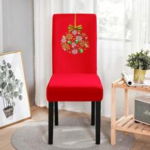 2 件/4 件/6 件圣诞餐厅红色印花椅套，弹性圣诞椅保护套，可洗椅套，适用于圣诞装饰 - 紅色 - 查看 4