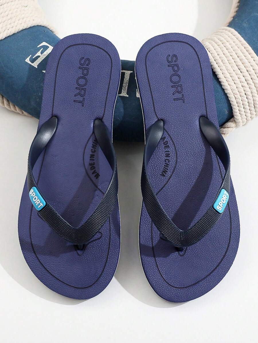 1 双男士蓝色人字拖，新款夏季户外防滑防臭休闲沙滩拖鞋