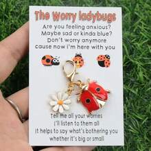 1 件/2 件瓢虫和雏菊吊饰钥匙扣 - 忧虑瓢虫卡片套装：送给动物爱好者的可爱又温馨的礼物 - 彩色 - 查看 7