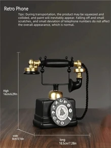 1pc Classic Retro Decorative Telephone, Nostalgic Antique Landline Phone, Home/Office Decor, Photography Prop, Unique Gift For Valentine's Day, Thanksgiving, Housewarming - Black - View 11