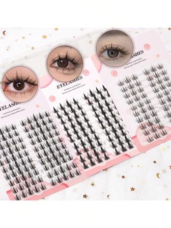 10Rows DIY Natural Look False Eyelashes, Comic Style False Eyelashes, 10-14mm/11-14mm Length, 0.05mm Thickness, Curl, Cat Eye, Anime, Role Play, Cluster Style, Reusable For Beginners, Perfect As A Gift For Women And Girls, The Good Christmas Or Halloween Gift For Women And Girls Lash Clusters, Eyelash Clusters, Individual Eyelashes, Lashes, Fake Lashes