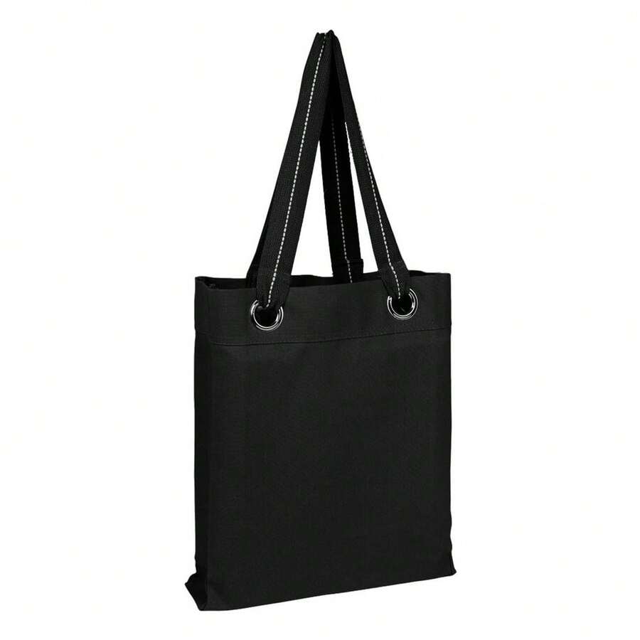 Q-Tees Large Grommet Tote - 100% Canvas - (SA12224) - 黑色 - 查看 1