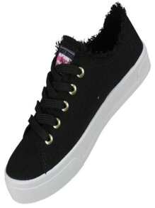 Moleca Women's Canvas Frayed Total Comfort Sneakers - 黑與白 - 查看 2